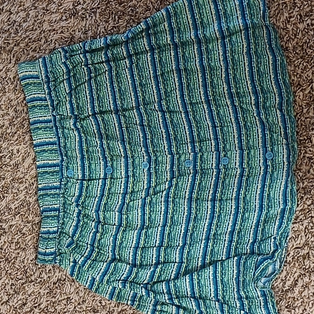 Mossimo Turquoise Blue striped Button Mini Skirt
